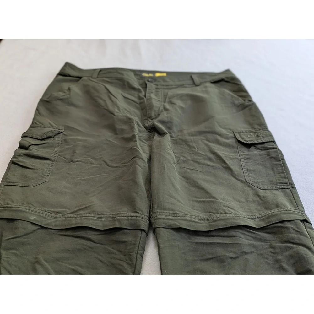 Cabelas Mens Convertible Pants 36x34 Green Lightweight Nylon Zip Off